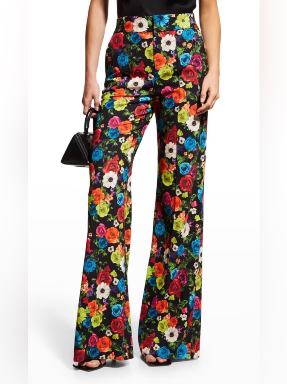 ALICE + OLIVIA  NWT 4 Dylan Garden Party High Waist Wide Leg Floral Dress Pant
